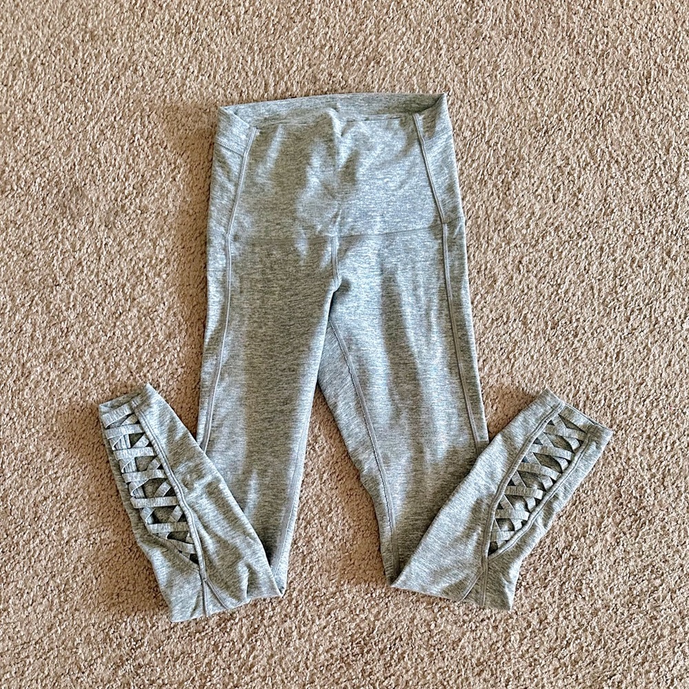 lululemon Pure Practice Pant 4 Heathered Slate*criss-cross calf*rare*vintage